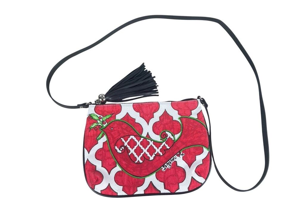 Brighton Love Dove Crossbody Bag Tassel Canvas Purse Holiday